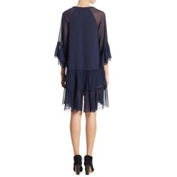 Alice + Olivia Zoey Ruffled Sapphire Tunic Dress in Navy Blue Size L - Picture 7 of 16